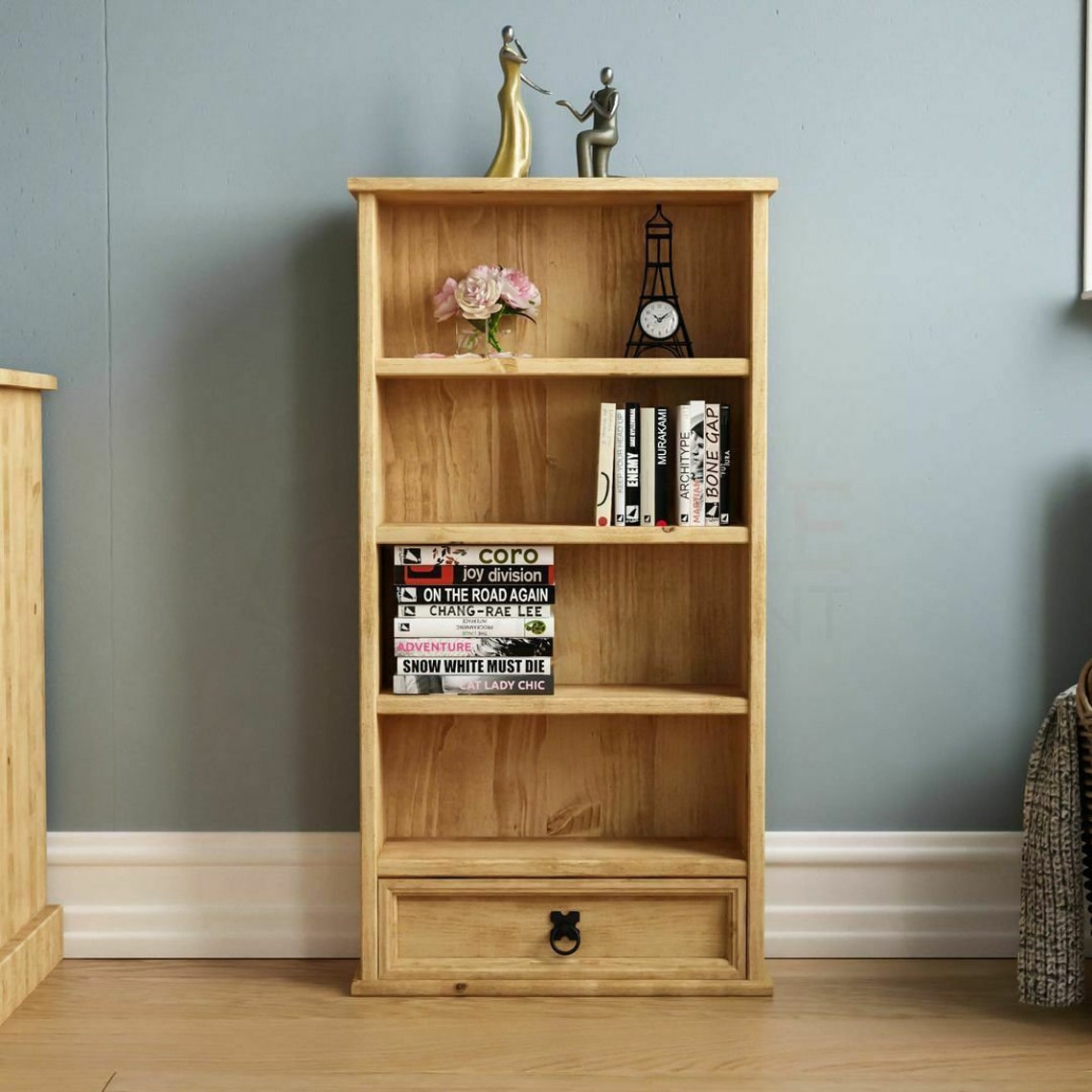 Solid wooden DVD Rack 1 Drawer Shelf Unit Mexican Solid Waxed Etsy