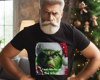 Grappig zelfidentificerend Grinch Christmas T-shirt met korte mouwen | Cadeau voor haar | Cadeau voor hem | Idee voor cadeau-uitwisseling | Kerst Grinch