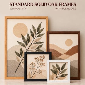 Solid Oak Wood Picture Frame, Modern Minimalist Gallery Wall Decor (Plexiglass Poster)