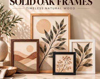 Solid Oak Picture Frame, Gallery Wall Art, Plexiglass or Glass (Multiple Sizes)