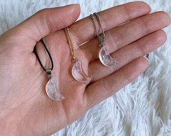 Clear Quartz Moon Pendant | fair trade & ethical | Gemstone Moon, Healing Stone Jewelry, White Crystal, Spiritual Necklace | Gift