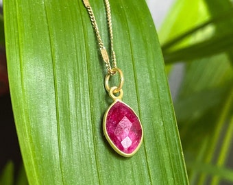 Gold plated ruby pendant | fair trade & ethical | Gemstone Jewelry, Red Healing Stone, Crystal Necklace | Esoteric, spiritual gifts