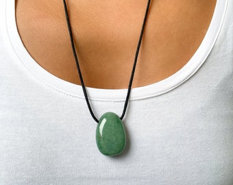 Aventurine pendant | fair trade & ethical | Drilled Gemstone, Green Healing Stone, Crystal Necklace | Esoteric jewelry, gift