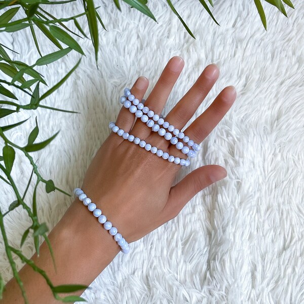 Chalcedon Armband | fair gehandelt & ethisch | Chalzedon | Edelstein Schmuck, Heilsteine, Blauer Kristall | Esoterik, spirituelle Geschenke