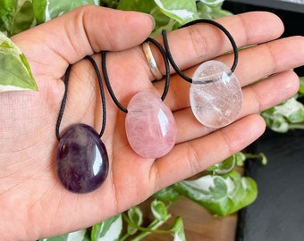 Amethyst, rose quartz or rock crystal pendant | Fair Trade & Ethical | Gemstone Jewelry, Crystal Necklace | Spiritual Gifts