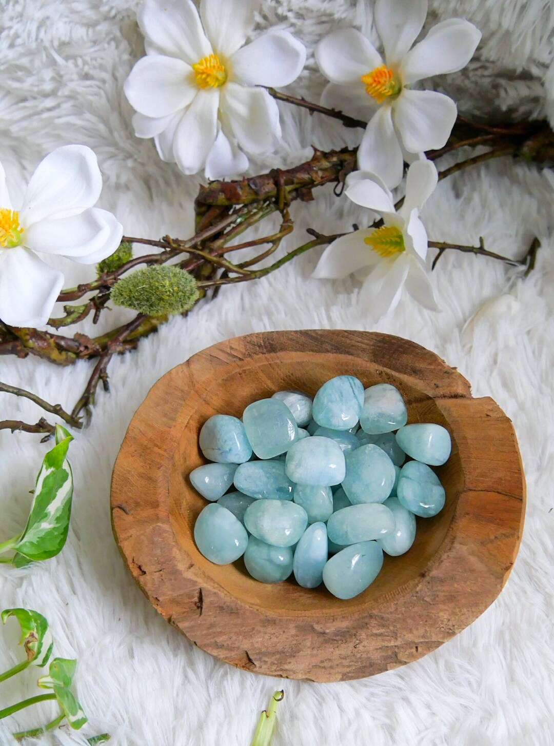 Natürlicher Blauer Topas Trommelstein - Unbehandelt Im Organzasäckchen