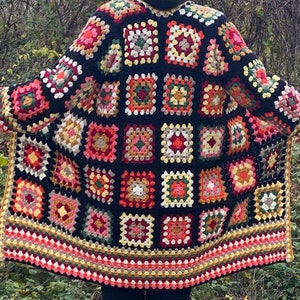 Colorful Granny Square Cardigan, Patchwork Sweater, Hippie Long Jackets, Oversize Boho Coat, Cardigan For Women