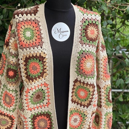 Granny Square Cardigan Sunflower Cardigan Afghan Crochet - Etsy