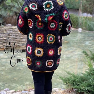 Granny Square Cardigan, Crochet Jacket, Colorful Coat, Knit Sweater, Boho Coat, Oversize Cardigan, Hippie Sweater, Patchwork Cardigan