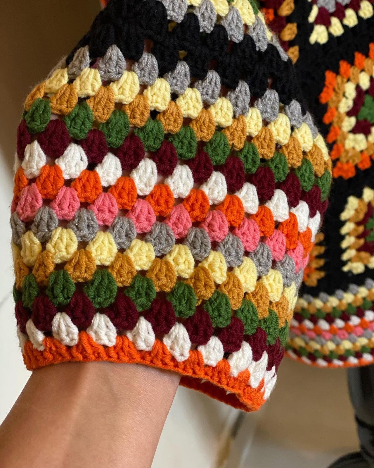 Crochet granny square cardigan Crochet colorful cardigan Patchwork cardigan