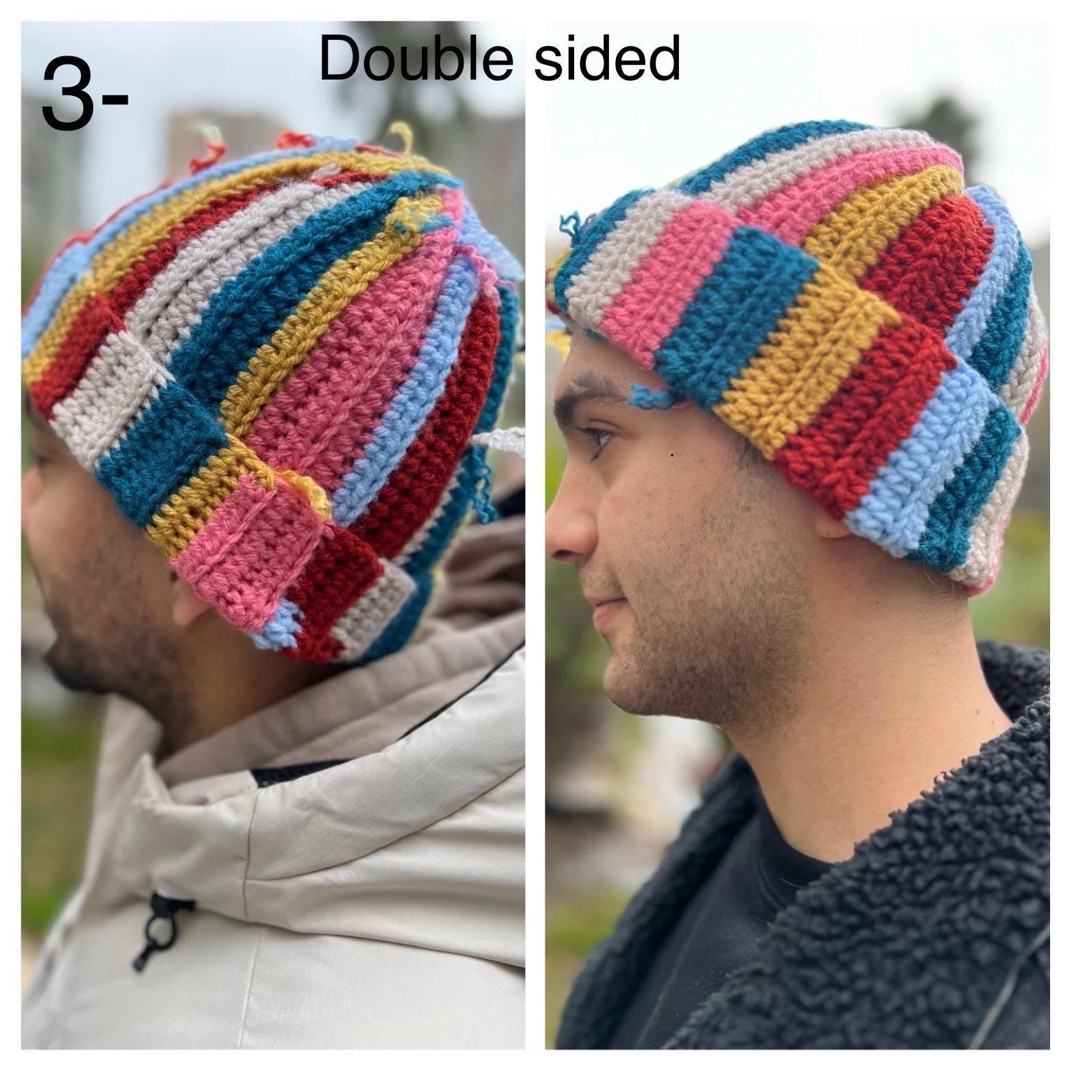 新品クロシェ編み鍵編みウールニット帽ブラック黒イスラーワッチ温かいユニセックス Unisex] How to Knit a Knit Hat That Fits Your Head [Crochet