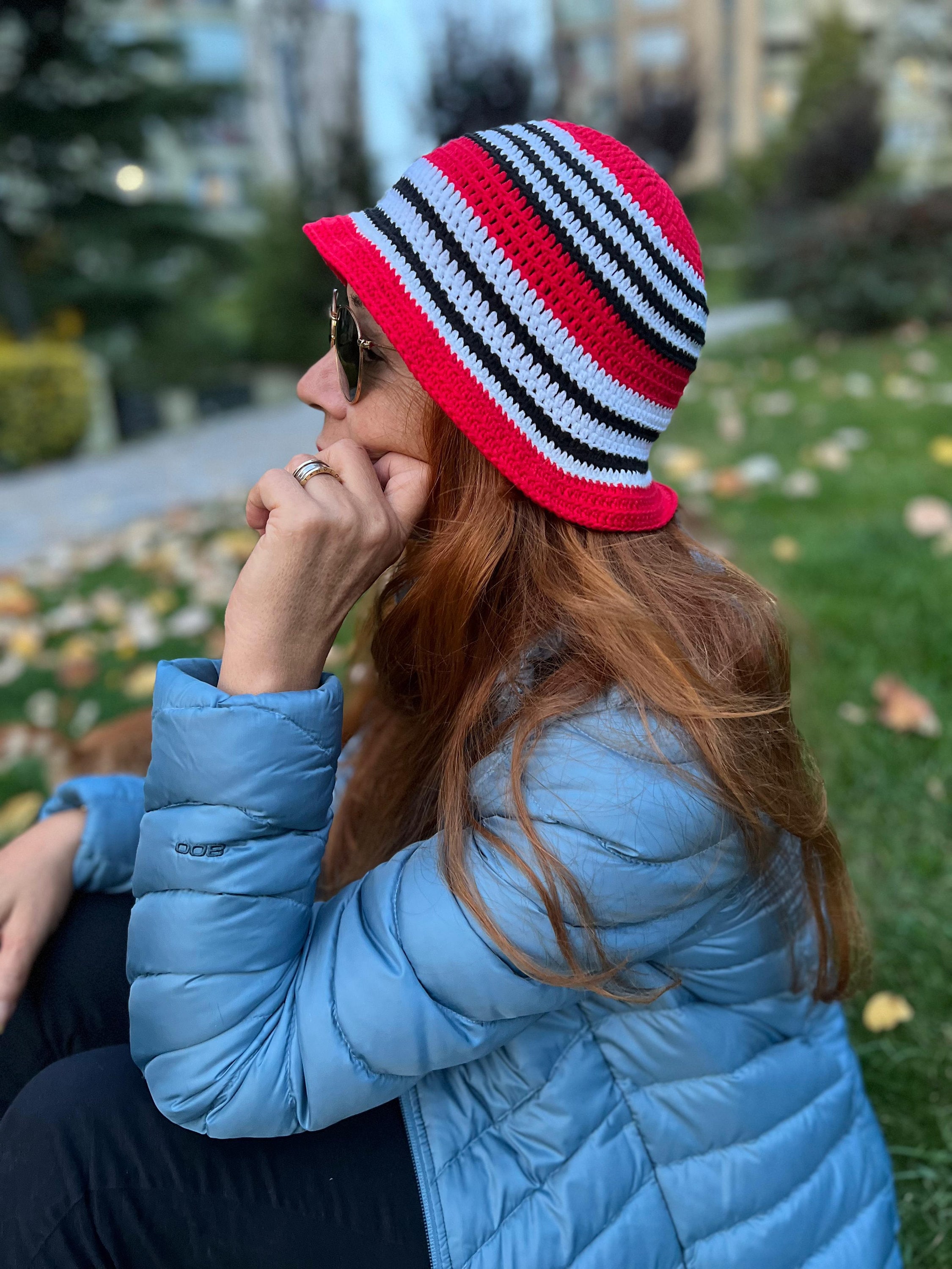 Odumodublvck Hat, Crochet Bucket Hat, Knit Red Hat, Ziggy Beanie