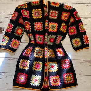 Granny Cardigan, Colorful Sweater, Patchwork Cardigan, Oversize Jacket, Crochet Coat, Hippie Sweater, Cardigan For Women, Afghan Coat