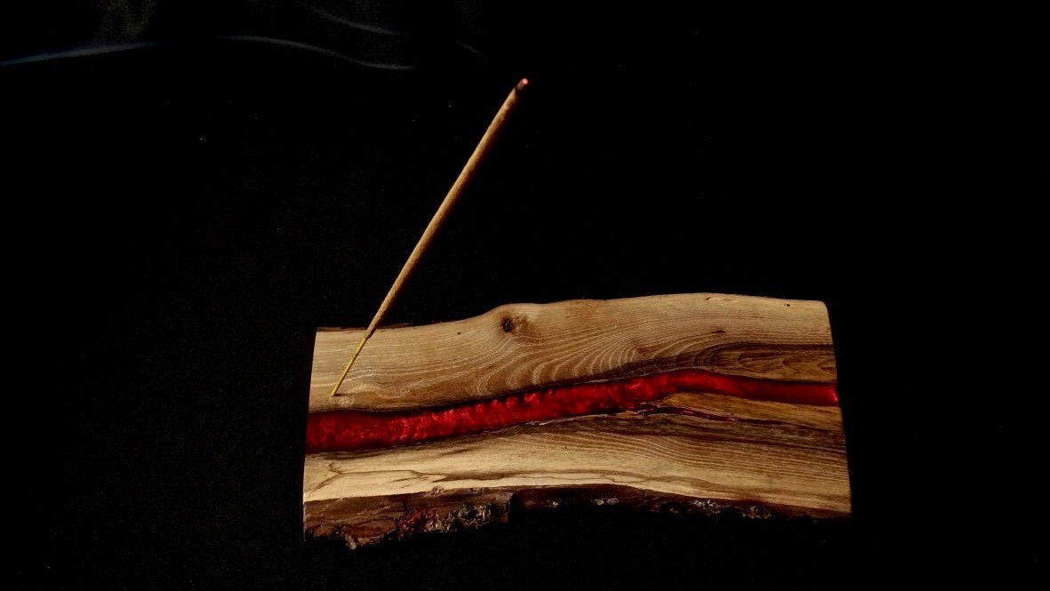 Repose Encens en Résine Epoxy Rouge