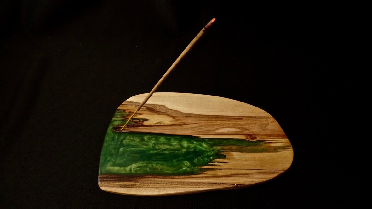 Repose Encens en Résine Epoxy Verte