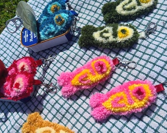Punch Needle Sardine Keychain - Fish Decor
