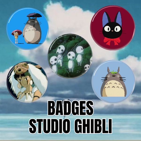 Anime Gift Button Pin Badges, 32mm 58mm, Japanese, Kawaii, Studio Ghibli, Jiji, Totoro, Satsuki, Princess Mononoke, Tree Spirits Kodamas