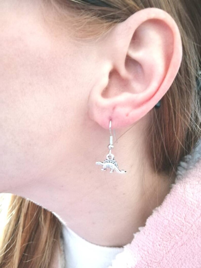 Mini Stegosaurus Drop and clip on Earrings