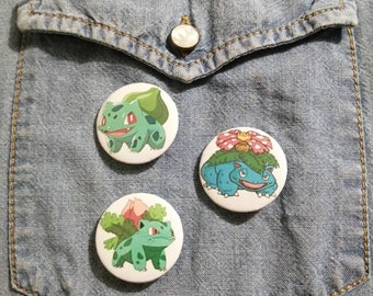 Bulbasaur evolution button badges 32mm