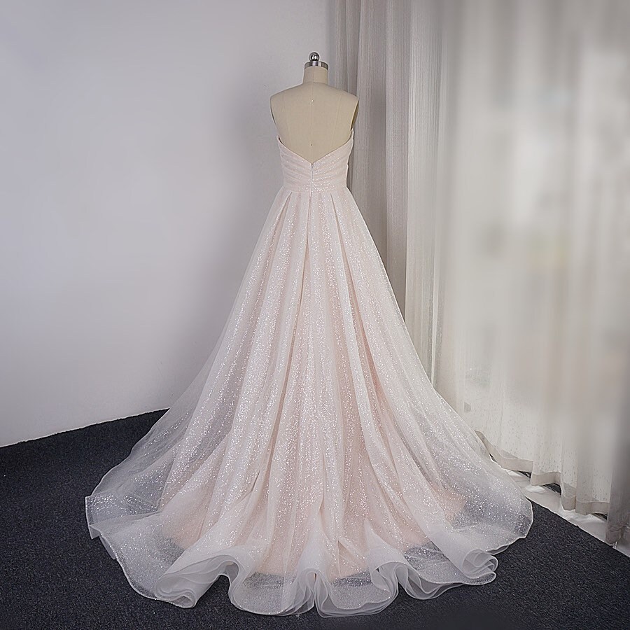 The Aleisha Blush Pink Sparkle Wedding Dress | Etsy