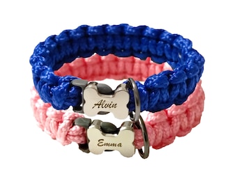 Personalisiertes Namenshalsband mit Gravur | Hundehalsband | Katzenhalsband Makramee