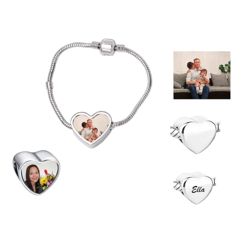 Personalisierter Foto-Anhänger, HERZ FOTO-CHARM für Armband Charm Anhänger Bild 2