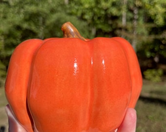 Handmade Ceramic Pumpkin, Halloween Thanksgiving Decor