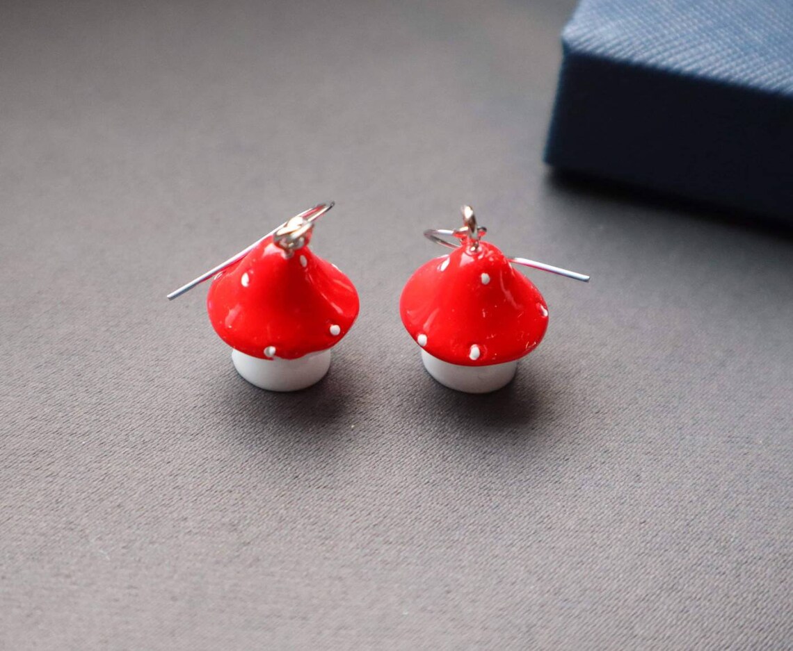 Mushrooms earrings Cute Mushrooms Earrings Dangle cute Etsy