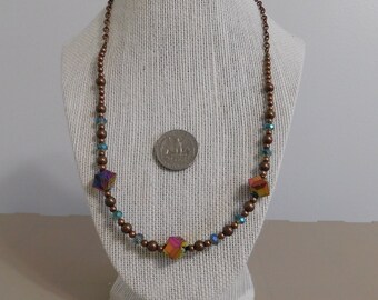 Three Iridescent Bead Necklace