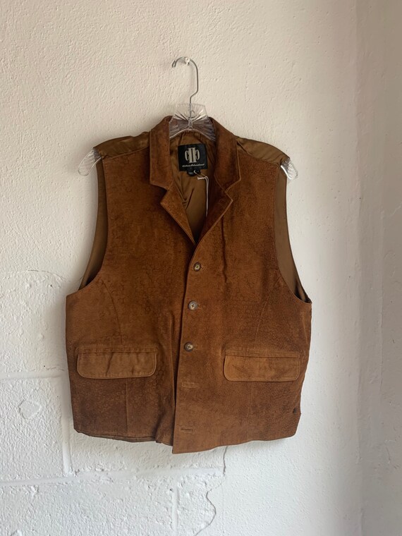 Vintage Brown Leather Waistcoat Etsy