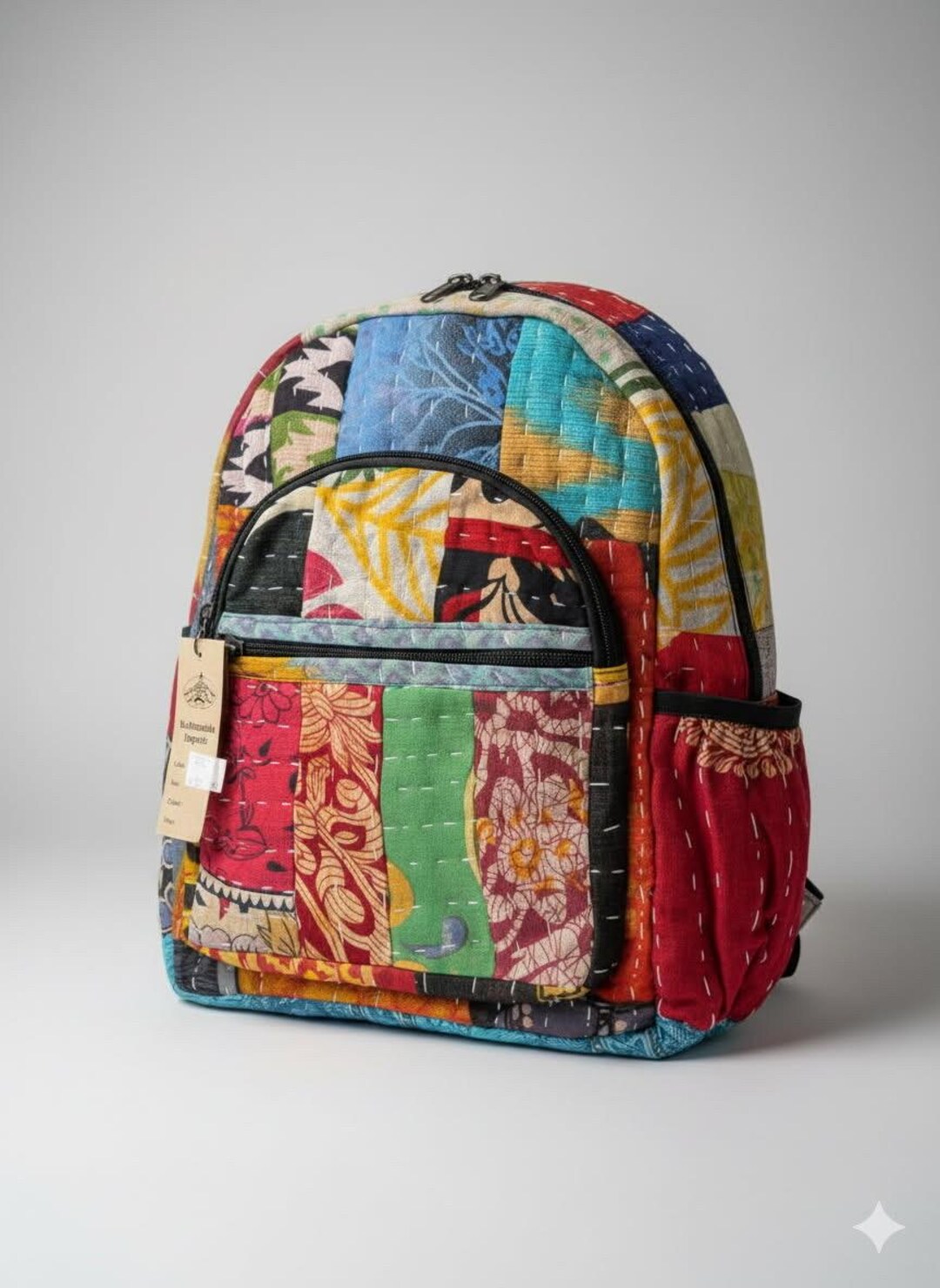Cotton Patch Work Kantha Backpack - Etsy display picture 3
