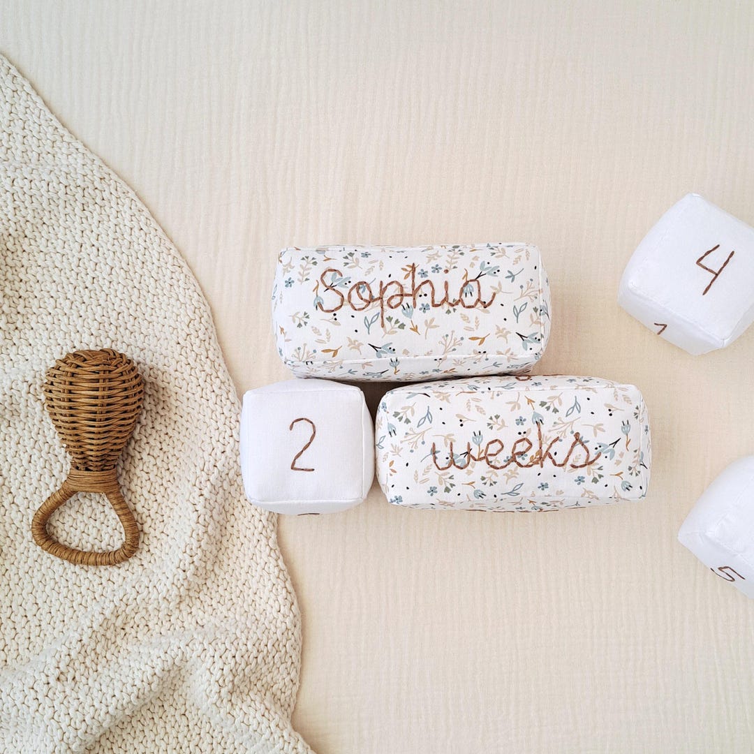 Boho Floral Milestone Blocks Personalized Name | Gender Neutral Baby ...