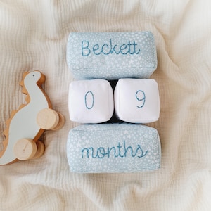 Bloques de hitos mensuales para bebés: bloques de tela personalizados con estrellas, accesorios fotográficos únicos para recién nacidos, regalo perfecto para baby shower.