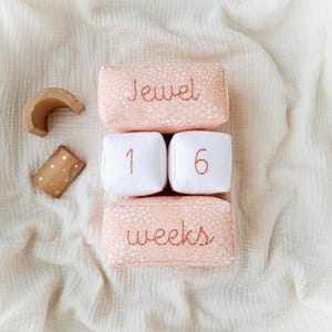 Bloques de tela para hitos de bebés - Marcadores mensuales personalizables con estrellas - Accesorios para fotografía de bebés