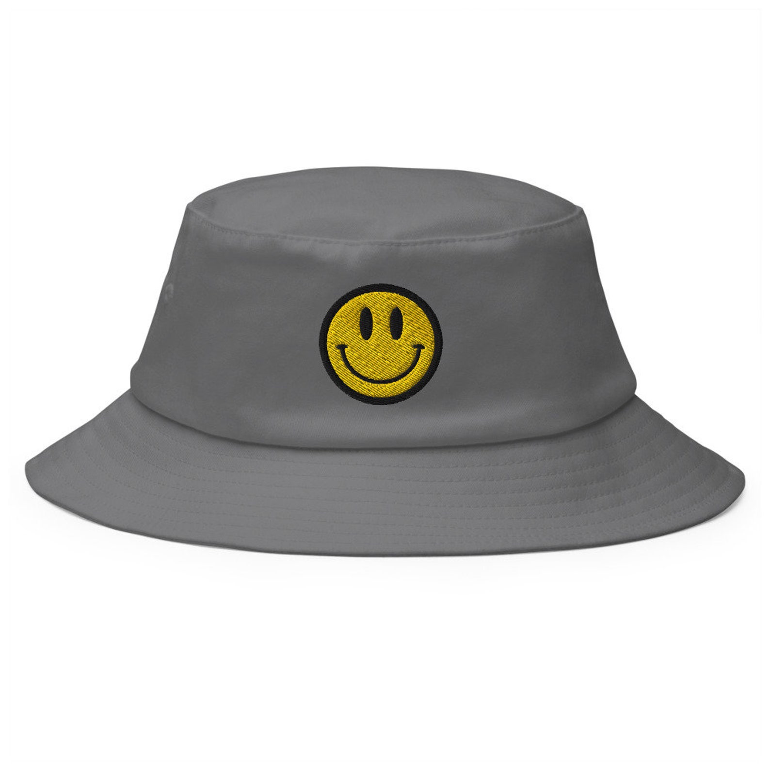 Acid House Smiley Face Bucket Hat Black & Yellow Vintage Etsy