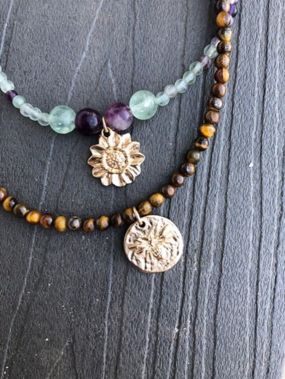 Beaded Charm Necklace Etsy