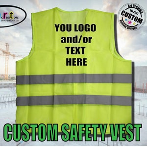 Custom Safety Vest, Custom Vest, Personalized Safety Vest, Custom Unisex Ve, Adult Safety Vest, Custom Print and Logo 1 or 2 Vinyl Colors