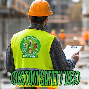 Personalized Safety Vest with Full Color Logo - Custom High Vis Reflective Gear Custom Full Color Logo Safety Vest - Personalized  Workwear