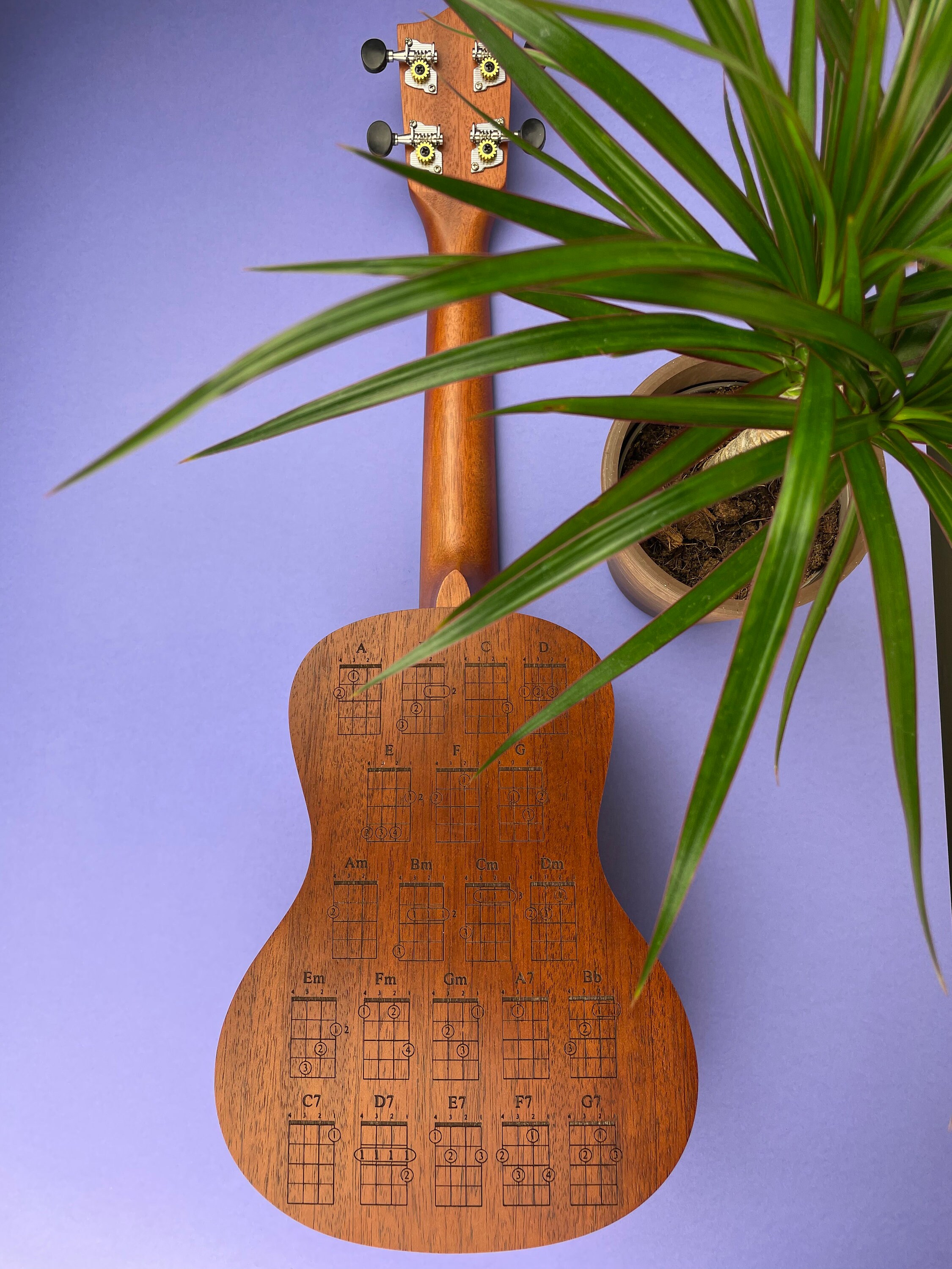 Engraved Concert Ukulele Engraved Ukulele Chords Chart Etsy