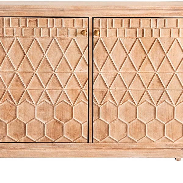 Coaster Home Furnishings 2-Door Geometric White Distressed Accent Cabinet