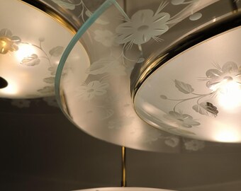 Beautiful set of THREE large chandeliers by Pietro Chiesa for Fontana Arte, from the very early 1940s