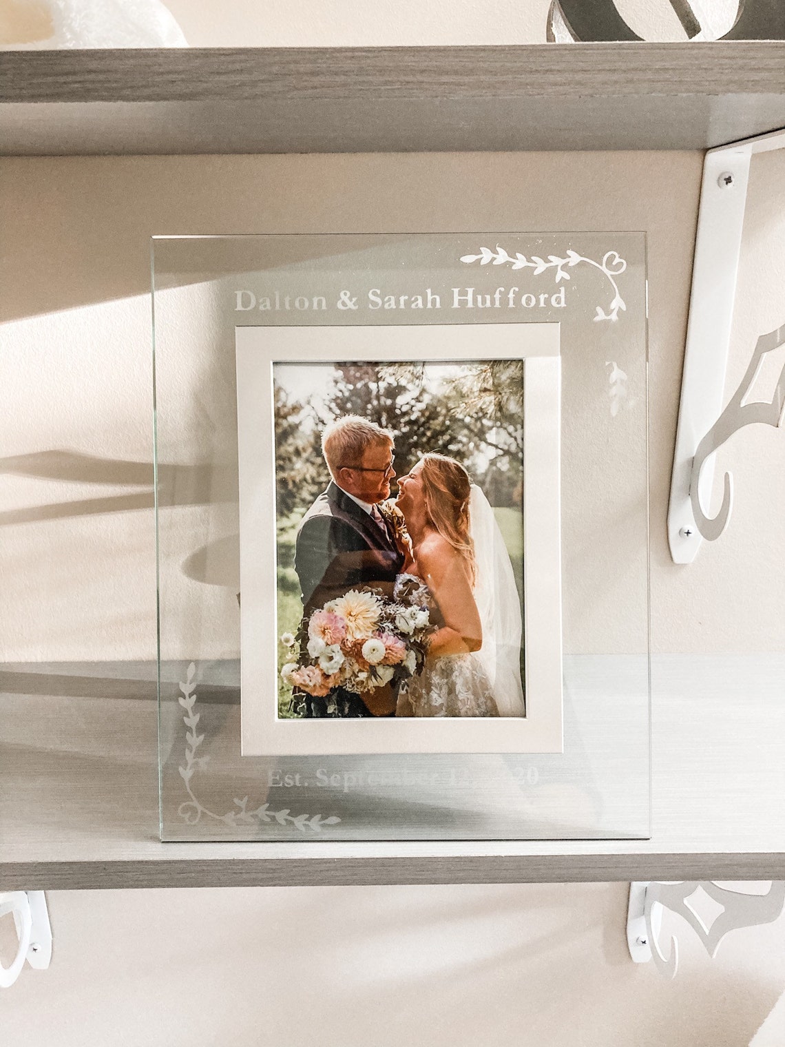 Wedding Photo Frame Custom Etched Glass Photo Frame Clear Etsy