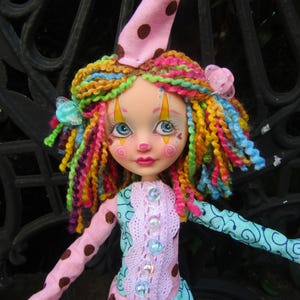 OOAK monster high doll, circus clown art doll, custom repaint