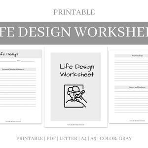 Printable Life Design Worksheet Lifestyle Planner Life | Etsy