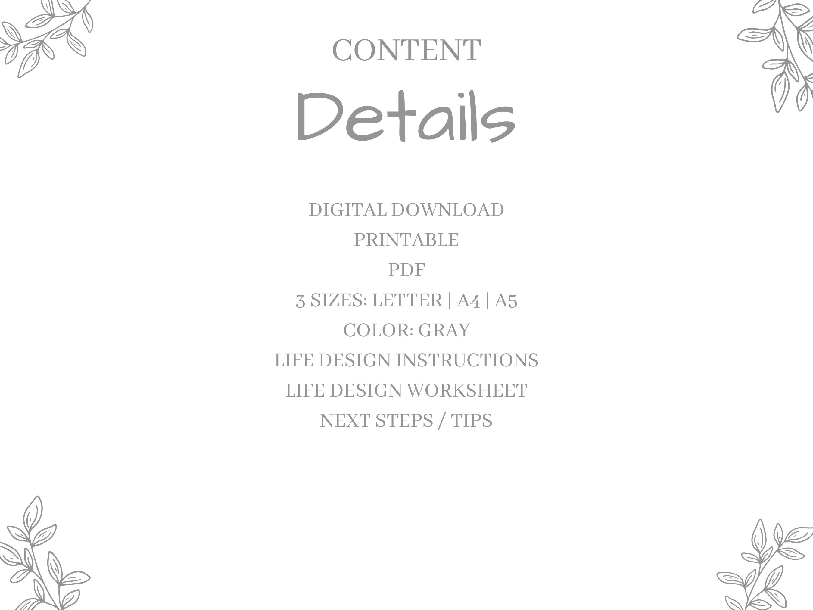 Printable Life Design Worksheet Lifestyle Planner Life | Etsy