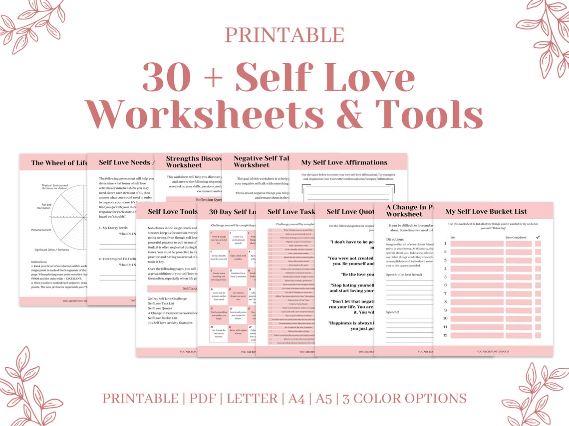 Printable Self Love Workbook Self Love Journal Self Love Etsy