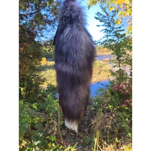 Silver Fox tail keychain, costume piece, tail attachment, genuine fur.