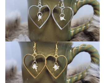 Rattlesnake Vertebrae Heart Earrings - Real Bone Earrings - Oddities