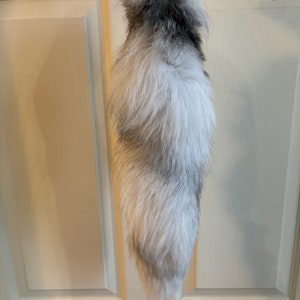 Marble Fox tail keychain, costume piece, tail attachment, white fox tail, genuine fur