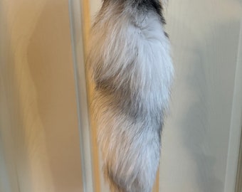 Marble Fox tail keychain, costume piece, tail attachment, white fox tail, genuine fur